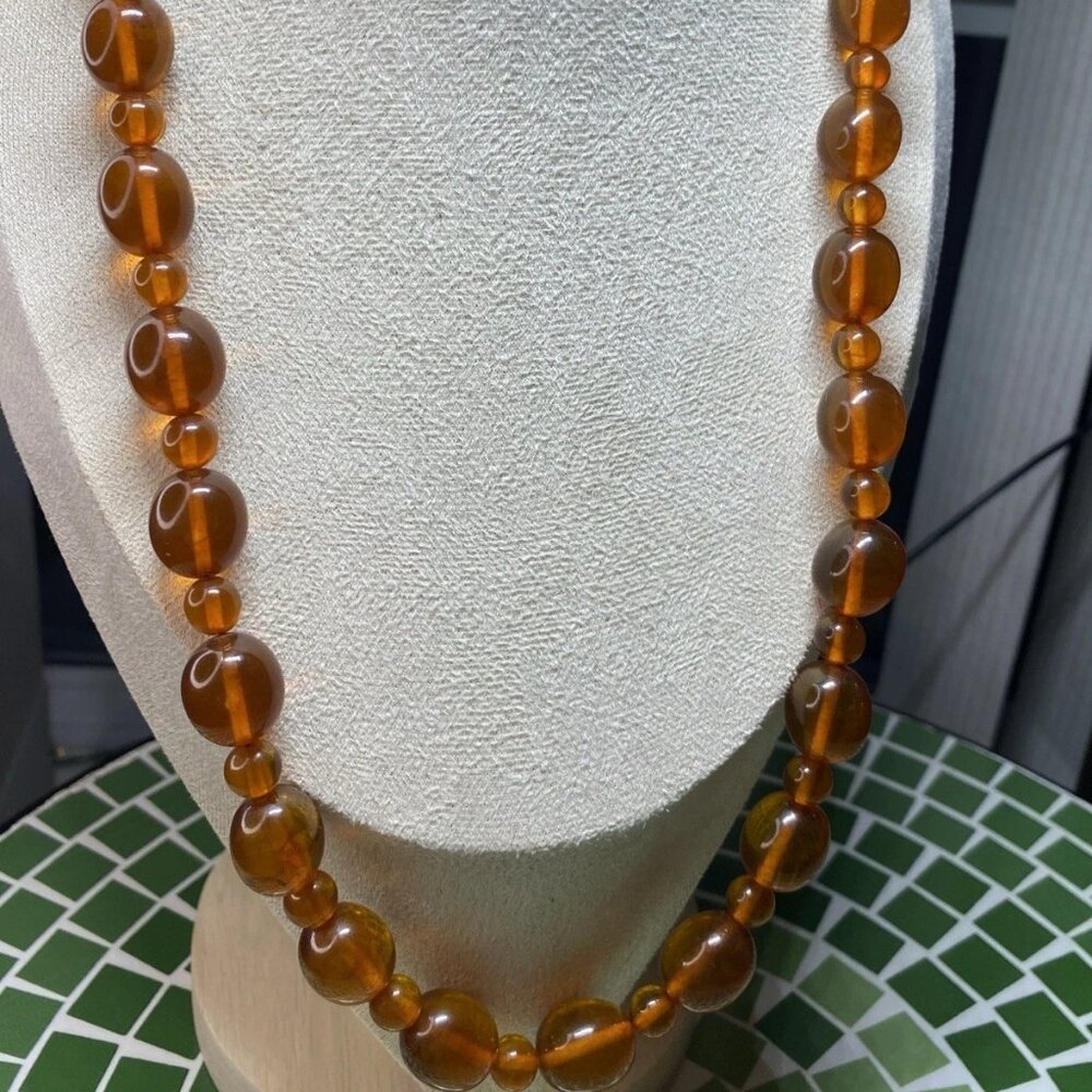 Vintage 26” Natural Baltic Amber Graduated Bead Necklace 57g 17mm Mid Century